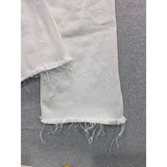 Zara Womens White Wide Leg Frayed Hem Denim Jeans High Rise Size 8 - Picture 13 of 16